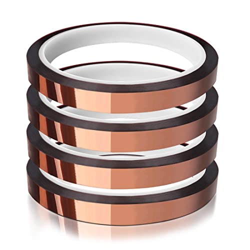 Dzxin Hitzebeständiges Klebeband, 4 Rollen Kapton Tape, Klebeband Polyimid Elektronik Isolierband, Stark Haftendes Klebeband für Abdecken Löten, Sublimationstransfer (10 mm x 30y) von Dzxin