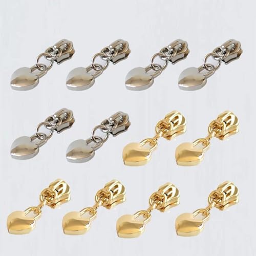Reißverschluss Zipper, 12 Stück 3# Reissverschluss für Reißverschlüsse an Hosen, Rucksäcken, Taschen (Silbern, Gold) von Dzxin