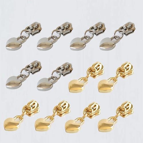 Dzxin 12er Set 3# Reißverschluss für Hosen, Rucksäcke, Taschen (Silbern, Gold) von Dzxin
