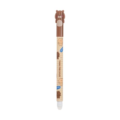 Dzythgr 0,5 mm Gel Eraser Pens Radierbarer Kugelschreiber Radierbaren Gelstiften Niedliche Gelstifte mit Kawaii-Muster, ideal für Schule, Büro & Notizen (Braunbär, Blau) von Dzythgr
