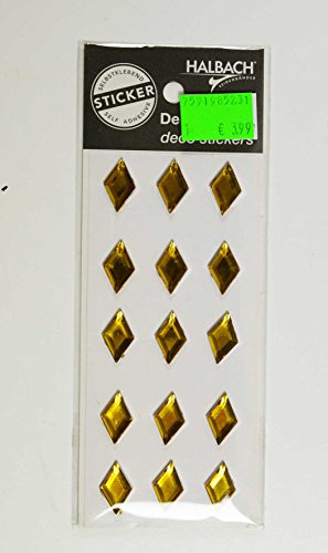 E+N Deko Sticker Strass Raute Gold, 11x18mm, 15 Stück/Pack, selbstklebend von E+N Deko