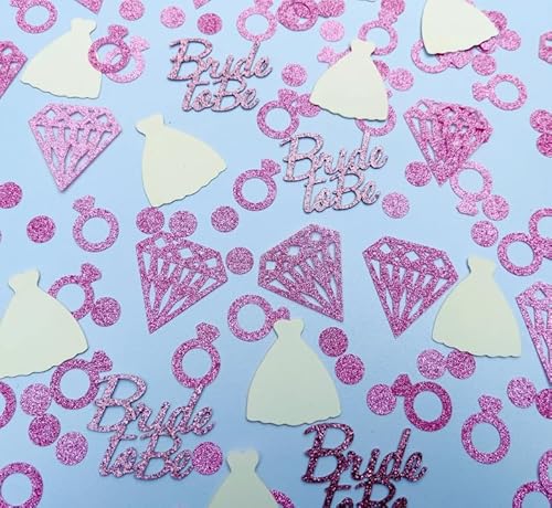 100 Stück "Bride to Be" Tischkonfetti, Glitzerkonfetti, Diamant, Ring, Kleid und Kreis, rosa, Brautparty, Papierkonfetti für Hochzeit, Verlobung, Junggesellinnenabschied, Partyzubehör 100 Stück "Bride to Be" Tischkonfetti, Glitzerkonfetti, Diamant, Ring, Kleid und Kreis, rosa, Brautparty, Papierkonfetti für Hochzeit, Verlobung, Junggesellinnenabschied, Partyzubehör von E-ASUM