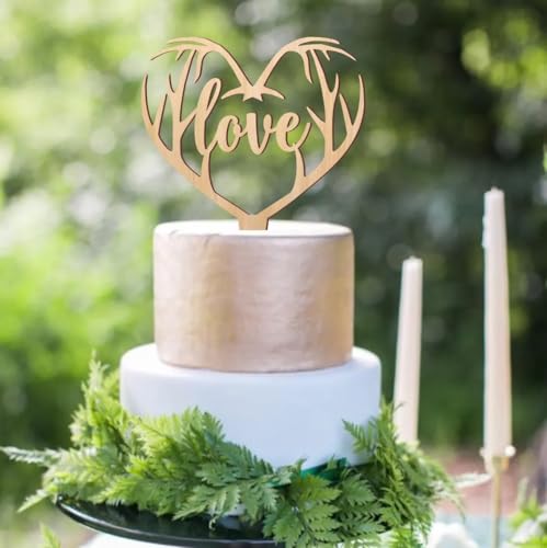 Tortenaufsatz aus Holz – Rustikaler Hirschgeweih Topper für Hochzeit/Verlobung/Brautparty/Jahrestag/Geburtstag/Junggesellinnenabschied/Bachelorette/Beichtparty-Dekorationen von E-ASUM