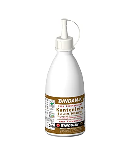 BiNDAN-K Kantenleim Holzleim Kunstharzleim (1-Komponenten-B3-Leim) inkl. 1 Pinsel von E-Com24 (Kantenleim 280 gr.) von Bindulin