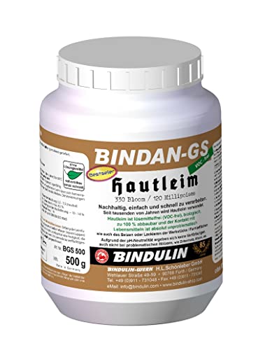 Holzleim Bindan Hautleim Glutinleim 100 g biologisch, zu 100% abbaubar ohne Konservierungsmittel inkl. Leimpsachtel und Pinsel von E-Com24 (Hauttleim 500 gr.) von Bindulin