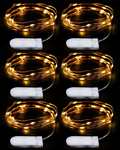 Emos Micro LED Lichterkette Kupferdraht 2m, 20 LEDs | LED Deko für Party, Hochzeit, Weihnachten etc. | Lichterkette Batterie CR2032 | Lichterdraht für innen, Farbe warmweiß, Set mit 6 Stück von E EMOS