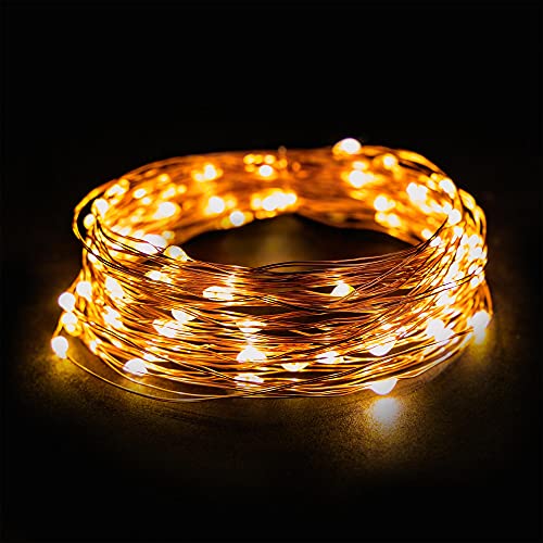 EMOS Micro LED Lichterkette Kupferdraht 8m, 80 LEDs | LED Deko für Innen & Aussen, Wasserdicht IP44 | Lichterdraht 230V mit Timer-Funktion, Lichtfarbe warmweiß von EMOS