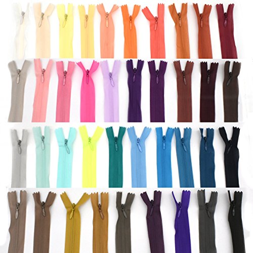 E-Goal 39 Farben 25cm Tailor Zips zum Nähen von Nylon Spule Closed End Invisible Reißverschlüsse für DIY Taschen, Federmäppchen, Kleidung, Kleid von E-Goal