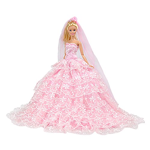 E-TING Prinzessin Puppe Kleid Kleidung Abend Party-Outfit + Schleier Set für Barbie Puppe beste Geschenk für Ihre Mädchen von E-TING