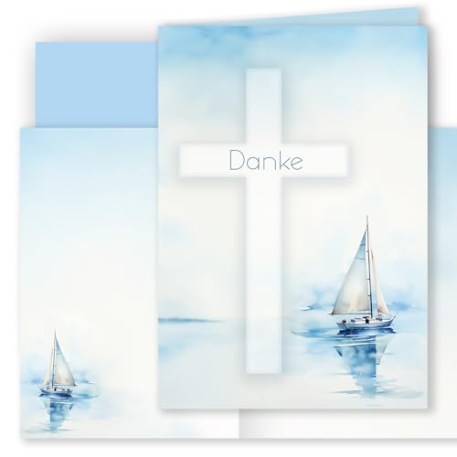 10 Danksagungskarten mit Umschlag Danke Klappkarten Karten stilvoll kreuz Aquarell zart zur Taufe Kommunion Konfirmation Firmung Trauer Segelboot Kreuz Hellblau Blau zum selbst gestalten 10 Danksagungskarten mit Umschlag Danke Klappkarten Karten stilvoll kreuz Aquarell zart zur Taufe Kommunion Konfirmation Firmung Trauer Segelboot Kreuz Hellblau Blau zum selbst gestalten von E&G Klasse