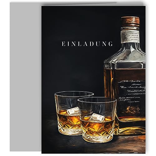 E&G Klasse 10 Einladungskarten Whisky mit Umschlägen Klappkarten Männer Erwachsene Party Geburtstag Umschläge von E&G Klasse