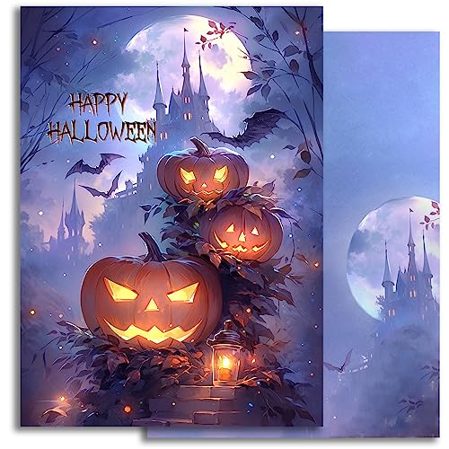 10 Halloween Karten Einladungskarten Einladung Jungen Mädchen Geburtstag Party Erwachsene Motiv Halloweenparty Grusel-Party Horror-Party Set gruselig Kürbisse Elegant von E&G Klasse