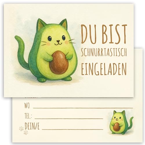 10x Kinder Einladungskarten Einladung Kindergeburtstag Acovado Katze Party Katzen Mädchen Jungen Geburtstagsfeier Geburtstag Einschulung von E&G Klasse