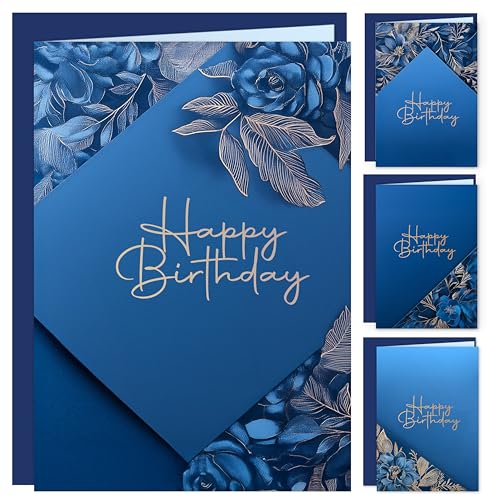 12x Geburtstagskarten Set Blau Klappkarten mit Umschlägen 4 elegante Designs Hochwertige Qualität Happy Birthday Karten mit Blumenmotiv 12x Geburtstagskarten Set Blau Klappkarten mit Umschlägen 4 elegante Designs Hochwertige Qualität Happy Birthday Karten mit Blumenmotiv von E&G Klasse