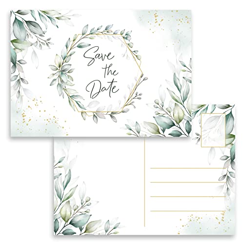 10x Save the Date Einladungskarten Grün Aquarell Postkarte Postkarten 2 Seitig Einladung Party Geburtstag elegant Hochzeit Jubiläum 20 30 40 50 60 70 80 von E&G Klasse