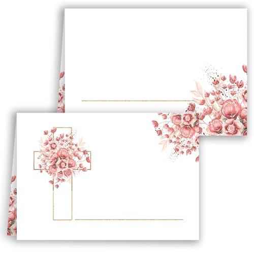 Tischkarten Namenskarten 25 Stück zum beschriften Blanko Tischkärtchen Kommunion Konfirmation Firmung Taufe Hochzeit Geburtstag Feier Jubiläum vintage Weiß Rosa Rosen Kreuz Blumen mit Gold Tischkarten Namenskarten 25 Stück zum beschriften Blanko Tischkärtchen Kommunion Konfirmation Firmung Taufe Hochzeit Geburtstag Feier Jubiläum vintage Weiß Rosa Rosen Kreuz Blumen mit Gold von E&G Klasse