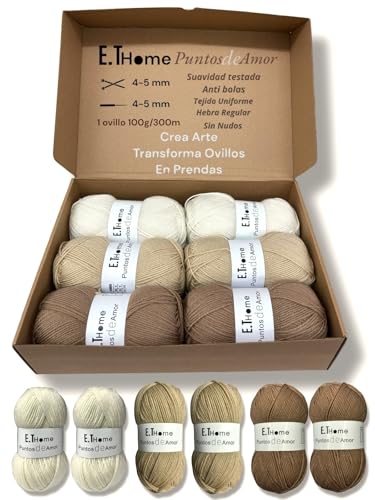 E.THOME 6 Knäuel x 100 g Premium-Strickgarn, reguläres Garn, ohne Knoten oder Knäuel, Wolle zum Häkeln, zwei Nadeln, Diy, dickes Garn zum Häkeln, Erstellen von Kunst, verwandelt Knäuel in E.THOME 6 Knäuel x 100 g Premium-Strickgarn, reguläres Garn, ohne Knoten oder Knäuel, Wolle zum Häkeln, zwei Nadeln, Diy, dickes Garn zum Häkeln, Erstellen von Kunst, verwandelt Knäuel in von E.THOME
