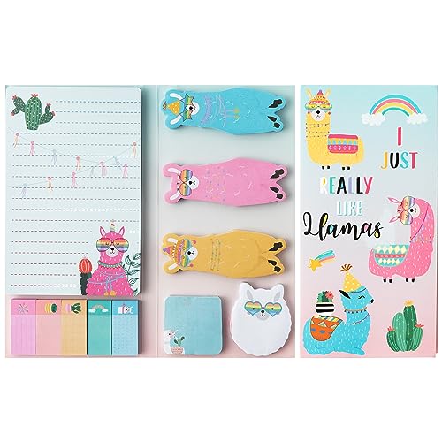 Alpaca 550 Blätter Haftnotizen Set Alpaka geformte Papierclips Neuheit Selbstklebende Haftnotizen Schreiben Memo Pads für Kinder Home Office Schulbedarf Page Marker Geschenk für Lehrer Schüler von E1mity