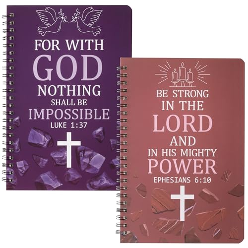 Christliches Geschenk Cross Notebooks Set - 2Stück Inspirierend Spirale Notizblöcke, Motivierende Religiöser Bibelvers Journal Schreiben Lined für Frauen Männer Christmas Church Geschenk(Purple Rot) Christliches Geschenk Cross Notebooks Set - 2Stück Inspirierend Spirale Notizblöcke, Motivierende Religiöser Bibelvers Journal Schreiben Lined für Frauen Männer Christmas Church Geschenk(Purple Rot) von E1mity