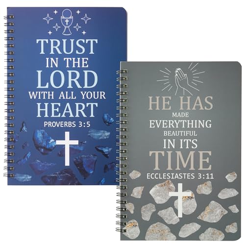 Christliches Geschenk Inspirierend Cross Notebooks - 2 Stück A5 Spirale Notizblöcke, Motivierende Religiöser Bibelvers Journal Schreiben Lined für Frauen Männer Christmas Church Geschenk(Blau Grau) Christliches Geschenk Inspirierend Cross Notebooks - 2 Stück A5 Spirale Notizblöcke, Motivierende Religiöser Bibelvers Journal Schreiben Lined für Frauen Männer Christmas Church Geschenk(Blau Grau) von E1mity