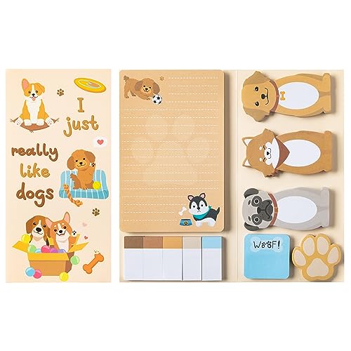 Cute 550 Blätter Haftnotizen Set Nette Hund geformte Papierclips Neuheit Selbstklebende Haftnotizen Schreiben Memo Pads für Kinder Home Office Schulbedarf Page Marker Geschenk für Lehrer Student von E1mity