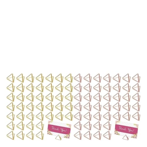 EACHY DAILY Tischkartenhalter in Dreiecksform, Kartenständer, Clip, Metall, Tischnummernhalter, Platzkarten für Hochzeit, Party, Büro, Schreibtisch (Roségold), 100 Stück von EACHY DAILY