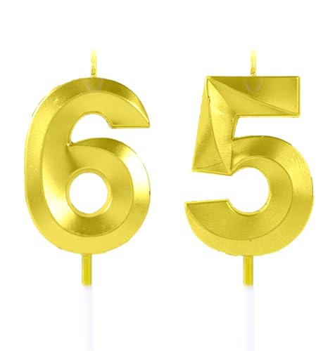 EAKE Geburtstagskerzen zum 65. oder 56. Geburtstag, goldene Zahl zum 65. oder 56. Geburtstag, für Männer oder Frauen, Happy Birthday oder Hochzeitstag, Party-Kuchendekorationen von EAKE