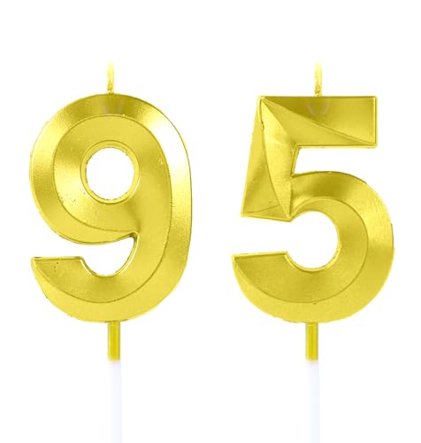EAKE Geburtstagskerzen zum 95. oder 59. Geburtstag, goldene Zahl 95. oder 59. Geburtstag, für Männer oder Frauen, Happy Birthday oder Hochzeitstag, Party-Kuchendekorationen von EAKE