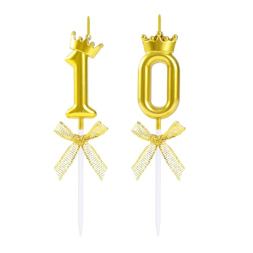 EAKE Kerze zum 10. Geburtstag, goldene Zahl 10, Kerze mit Krone für Jungen und Mädchen, Kuchendekoration zum 10. Geburtstag oder Hochzeitstag, Party, Feier, Dekoration EAKE Kerze zum 10. Geburtstag, goldene Zahl 10, Kerze mit Krone für Jungen und Mädchen, Kuchendekoration zum 10. Geburtstag oder Hochzeitstag, Party, Feier, Dekoration von EAKE