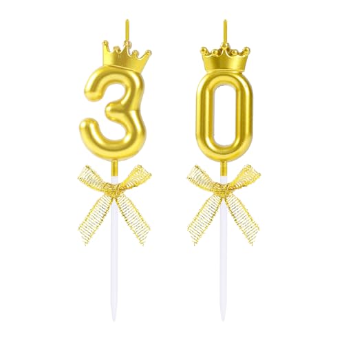 EAKE Kerze zum 30. Geburtstag, goldene Zahlenkerzen, 30 Stück, Tortenaufsatz mit Krone für Happy 30. Geburtstag, Hochzeit, Jahrestag, Party, Feier, Dekoration EAKE Kerze zum 30. Geburtstag, goldene Zahlenkerzen, 30 Stück, Tortenaufsatz mit Krone für Happy 30. Geburtstag, Hochzeit, Jahrestag, Party, Feier, Dekoration von EAKE
