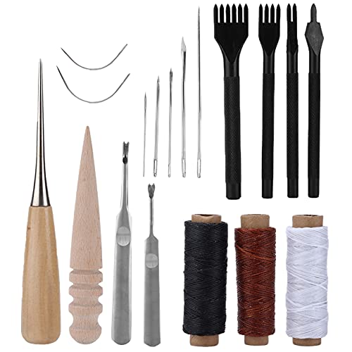 Kit de Couture Cuir 18 Pièces, Aiguilles à Coudre Cuir pour Tissus, Denim et Tentes, Outils de Couture Main pour Matelas, Canapés et Coussins von EALRIDV