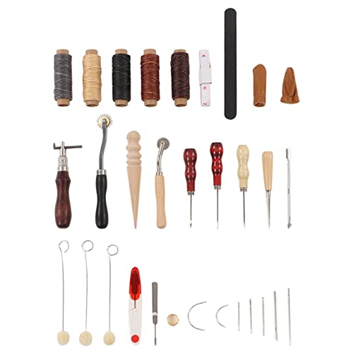 Outils de couture en cuir, kit complet avec fils cirés, aiguilles, cosses de doigts et bâton de ponçage pour la couture en cuir von EALRIDV