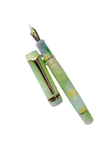 EAMOM Acryl-Füllfederhalter, Zitrone, lange Messerfeder, schöner Marmor, Bernsteinfarben, Tinte, Schreiben, Büro, Geschäft (09) von EAMOM