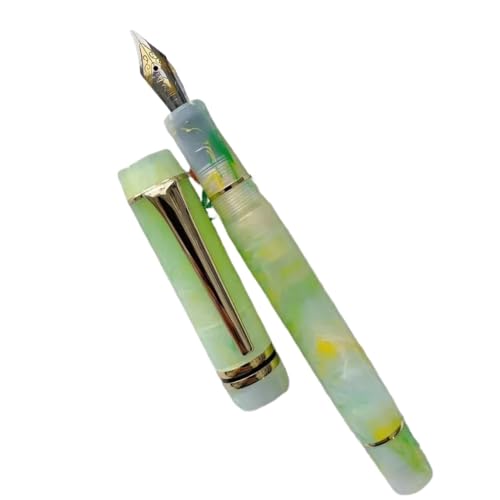 EAMOM Acryl-Füllfederhalter, Zitrone, lange Messerfeder, schönes Marmor-Bernstein-Muster, Tinte, Schreiben, Büro, Geschäft, neu (26) von EAMOM