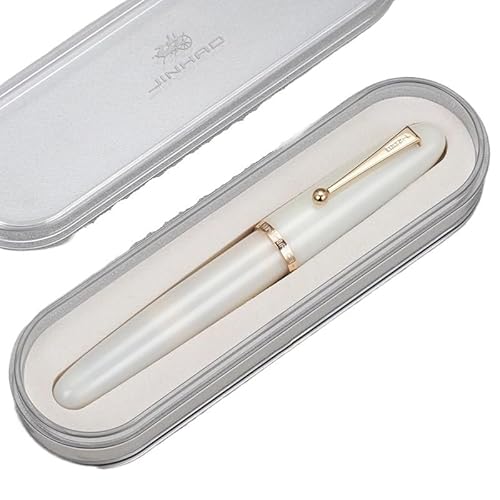 EAMOM Füllfederhalter, F/M-Feder, Kunstharz, Büro, großer Konverter, Schreibwaren, Schule, Bürobedarf (weiß mit Box, 0,7 mm) von EAMOM
