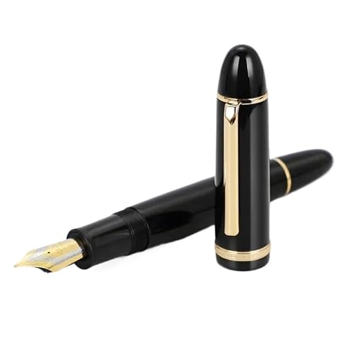 EAMOM Füllfederhalter, mehrfarbig, Acryl, luxuriös, elegant, 0,5 mm/0,38 mm Spitze, Schreibwaren, Bürobedarf, Schreibwaren (X159 Gold-Schwarz, EF (0,38 mm)) von EAMOM