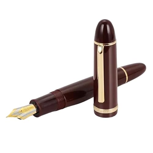 EAMOM Füllfederhalter, mehrfarbig, Acryl, luxuriös, elegant, 0,5 mm/0,38 mm Spitze, Schreibwaren, Bürobedarf, Schreibwaren (X159 Goldrot, F (0,5 mm) von EAMOM
