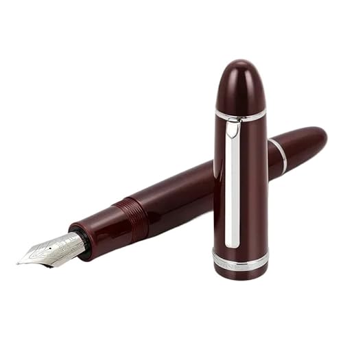 EAMOM Füllfederhalter, mehrfarbig, Acryl, luxuriös, elegant, 0,5 mm/0,38 mm Spitze, Schreibwaren, Bürobedarf, Schreibwaren (X159 Silberrot, EF (0,38 mm)) von EAMOM