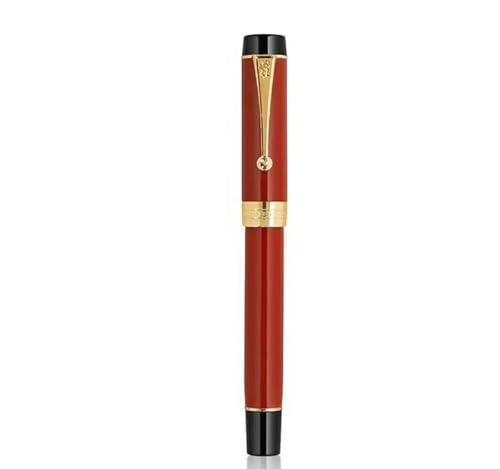 EAMOM Füllfederhalter aus Kunstharz, feine Feder, 18 kg, goldener Clip, Büro, Geschenk, Schreibwaren, Schulbedarf (Palastrot) von EAMOM