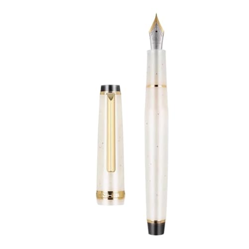 EAMOM Gold Clip Series Füllfederhalter mit EF/F/M/gebogener Feder, hochwertiges Kunstharz, Metall, drehbar, zum Öffnen der Tinte, Stifte für Schulschreiben (12, F) von EAMOM
