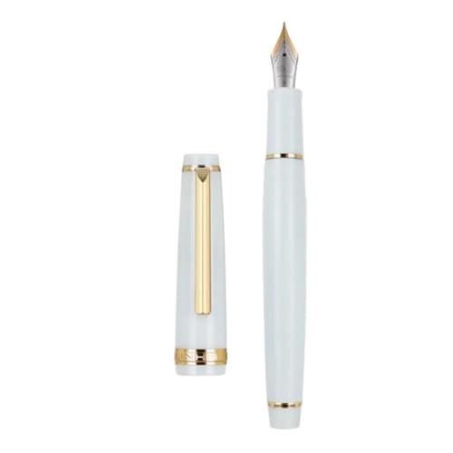 EAMOM Gold Clip Series Füllfederhalter mit EF/F/M/gebogener Feder, hochwertiges Kunstharz, Metall, drehbar, zum Öffnen der Tinte, Stifte für Schulschreiben (14, F) von EAMOM