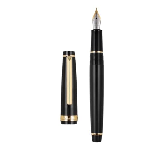EAMOM Gold Clip Series Füllfederhalter mit EF/F/M/gebogener Feder, hochwertiges Kunstharz, Metall, drehbar, zum Öffnen der Tinte, Stifte für Schulschreiben (19, EF) von EAMOM