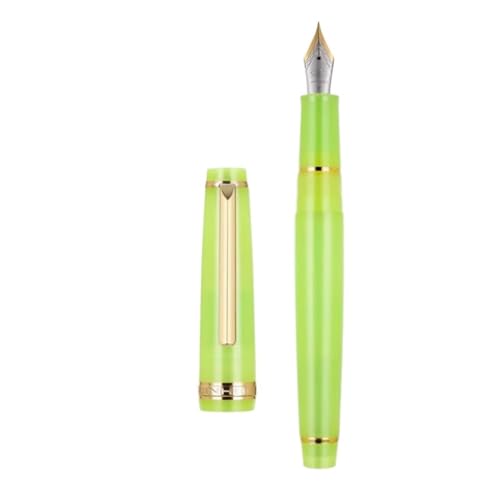 EAMOM Gold Clip Series Füllfederhalter mit EF/F/M/gebogener Feder, hochwertiges Kunstharz, Metall, drehbar, zum Öffnen der Tinte, Stifte für Schulschreiben (22, F) von EAMOM