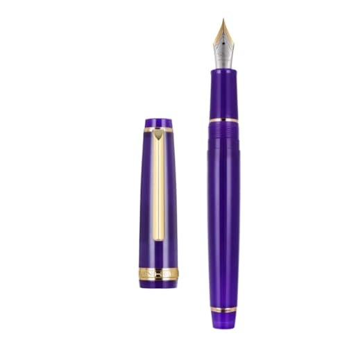 EAMOM Gold Clip Series Füllfederhalter mit EF/F/M/gebogener Feder, hochwertiges Kunstharz, Metall, drehbar, zum Öffnen der Tinte, Stifte für Schulschreiben (23, F) von EAMOM