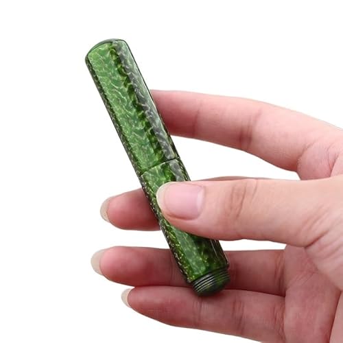 EAMOM Tragbarer Mini-Füllfederhalter aus Kunstharz, Grün-Weiß, Iridium, F-Feder 0,5 mm, Handfläche, kurze Tinte, Schreiben, Büro, Geschenk-Set (06) von EAMOM