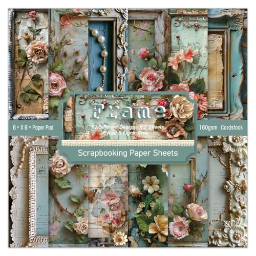 Scrapbook-Papierblock, Karton, 15,2 x 15,2 cm, 24 Blatt, Gartenmuster, Blumenmuster, dekorative Decoupage für Fotoalbum, Kartenherstellung, gefaltetes Zubehör, Geschenkverpackung, Junk-Tagebücher, DIY Scrapbook-Papierblock, Karton, 15,2 x 15,2 cm, 24 Blatt, Gartenmuster, Blumenmuster, dekorative Decoupage für Fotoalbum, Kartenherstellung, gefaltetes Zubehör, Geschenkverpackung, Junk-Tagebücher, DIY von EAMOTOL