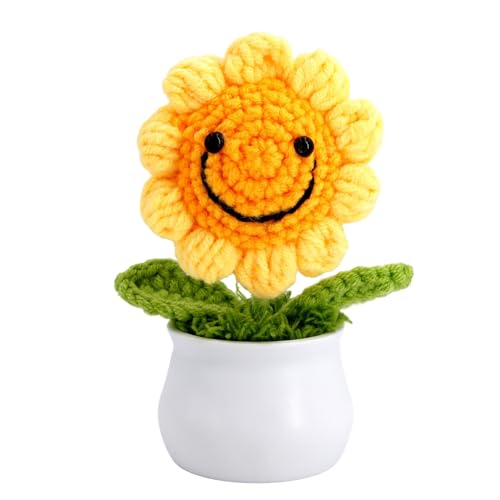 EANAGO Gehäkelte Blume als Wohlfühl-Deko für Sich selbst oder als Geschenk - handgemachte Häkelblume - Sonnenblume mit Smiley-Gesicht - inkl. Blumentopf - Geschenkidee EANAGO Gehäkelte Blume als Wohlfühl-Deko für Sich selbst oder als Geschenk - handgemachte Häkelblume - Sonnenblume mit Smiley-Gesicht - inkl. Blumentopf - Geschenkidee von EANAGO
