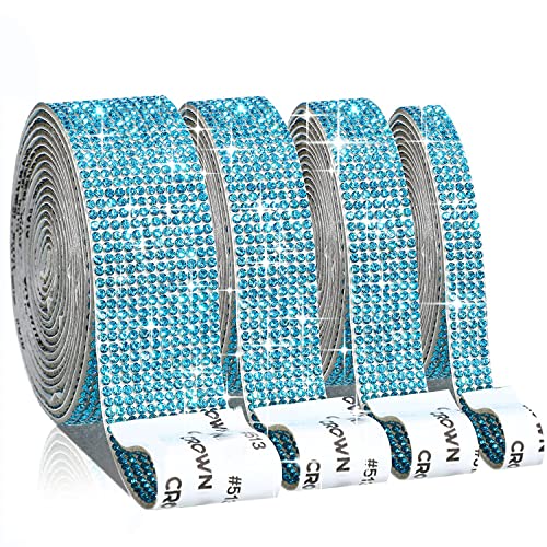 Selbstklebende Kristall Strass Diamant Band DIY Dekoration Aufkleber,für Kunsthandwerk, DIY Event Auto Telefon Dekoration,deko torte(Blue 4 x self-adhesive crystal rhinestones) von EANLOLY