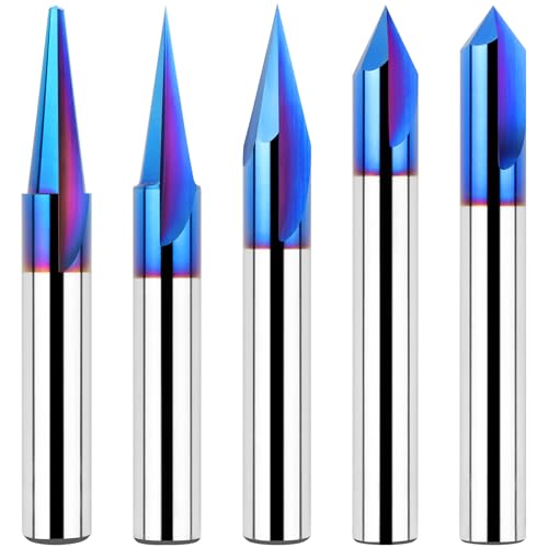 EANOSIC 5-teiliges CNC-Fräser-Set für Holzschnitzerei, 1/4-Zoll-Schaft, 15°-Detail-Schnitzeinsatz + 20°-Profil-Bit, 30° + 60° + 90° V-Nut-Fräser-Set EANOSIC 5-teiliges CNC-Fräser-Set für Holzschnitzerei, 1/4-Zoll-Schaft, 15°-Detail-Schnitzeinsatz + 20°-Profil-Bit, 30° + 60° + 90° V-Nut-Fräser-Set von EANOSIC