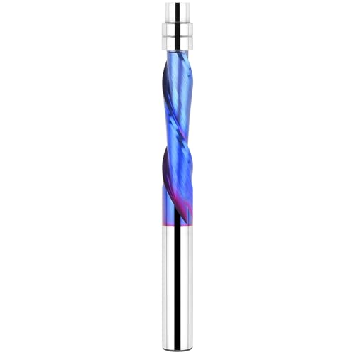 EANOSIC Downcut Spiralfräser-Bit, 1/4-Zoll-Schaft, Vollhartmetall-Spiralbündigfräser-Bits, 6,4 cm OVL (6,35 mm Schaftabschnitt) von EANOSIC